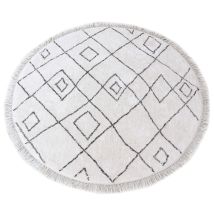 Vivaraise - Tapis Ervin Taupe - Tapis Rond 160 Cm En Coton 100% À Motifs Berbères