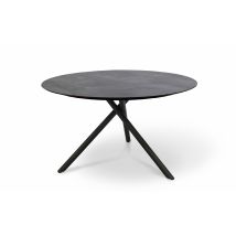 Runder Gartentisch aus Aluminium – anthrazitgrau – Steinoptik – 129 x 75 cm – für Garten & Terrasse