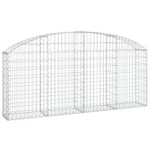 Helloshop26 - Cerca De Jaula De Gaviones Muro De Contención Arqueado 200 X 30 X 80/100 Cm Hierro Galvanizado Plata 020040018