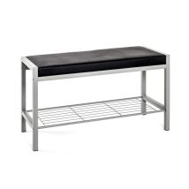 M&s - Haku Möbel Panca Per Scarpe Alu, Nero, Finta Pelle, Metallo - Dim. L 80 Cm X A 48 Cm X P 32 Cm, Stile Moderno