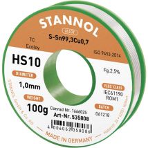 Stannol - Hs10 2,5% 1,0mm Sn99,3cu0,7 Cd 100g Lötzinn, Bleifrei Bleifrei, Spule Sn99,3cu0,7 Rom1 100 G