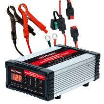 Dino Kraftpaket – 136340 KFZ-Ladegerät 12V/24V – 28 Ladeprogramme, 25A, 12A, 6A, 2A, für Blei-Säure-Batterien
