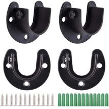 4pcs Tringle À Rideaux En Forme De U, Support De Tringle À Penderie À Rideaux, Douilles De Poteau De Penderie En Acier Inoxydable, Support De Bride, 