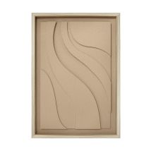 Tableau Texturisé Avec Un Design D'Ondes En Couleur Beige Et Un Cadre En Bois 70x50cm