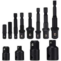 Socket Adaptor Converter Set Clé D'Écrou De Forets À Queue Hexagonale 8 Pièces Socket Extension Adaptateur Bit Set Lot De 4 Adaptateurs Réducteurs 