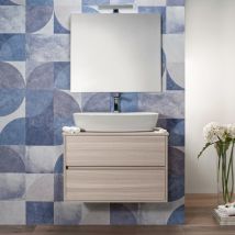 Mobile Bagno 100 Cm Rovere Sospeso Con 2 Cassetti Per Lavabo Da Appoggio