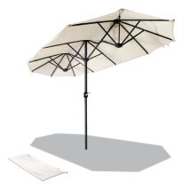 Vounot Sombrilla Parasol De Doble, 300 X 150 Cm, Beige