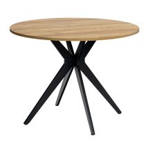 Meubles Cosy Mesa De Comedor Redonda Vintage Para 2-4 Personas Para Salón, Cocina, Oficina, Madera Contrachapada Y Metal, Roble + Negro, 100 X 100 X 