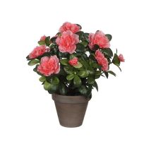 Künstliche Pfirsich Azalee Im Grauen Topf Ø11,5cmx27xø20cm