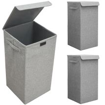 Dunedesign - Juego De 2: 50l Cesta Ropa Sucia Con Tapa - 30x30x60 Cubo Estrecho Canasta Gris