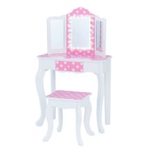 Teamson Kids - Fantasy Fields Kinder Schminktisch Mit Spiegel Und Hocker Mit Lichtern Rosa Td-11670fl