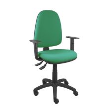 Silla Aýna verde esmeralda – Brazos regulables – Peso máximo 100 Kg – Espuma 25 Kg/m3 – Ideal para jornadas laborales de hasta 8 horas