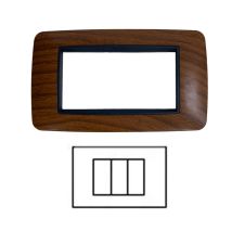 Placca Interruttore Luci 3 Posti Placchetta Racida Noce Compatibile Living C6603