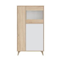 Mirakemueble - Vetrina Kikua Plus 77x33x142h Rovere Canadian/bianco Artik Arredo Interno