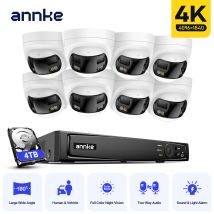 Annke 4k Poe-überwachungssystem, 8 Outdoor-dual-lens-kameras (8 Mp) Mit 180°-schwenkbereich Und Farbnachtsicht, 8 Kanäle, 12-mp-h.265+-nvr, Personen-/