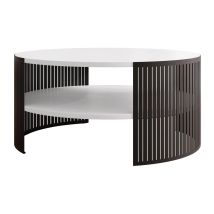 Mobilier1 - Mesa De Centro Sordore 102, Negro + Blanco, 40x0x0cm, Diámetro: 75, Aglomerado Laminado, Redonda
