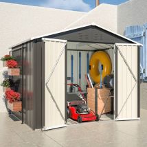 Kms - Birchtree Garden Shed Metal Apex Roof 8ft X 6ft Outdoor Storage With Free Foundation Anthracite White
