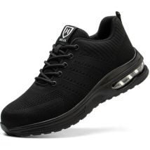 Scarpe Antinfortunistiche Leggere Da Uomo E Da Donna, Traspiranti E Comode, Con Puntale In Acciaio, Nere, Taglia 37.