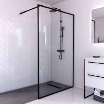 Marwell City Duschwand - 120 X 200 Cm - Schwarz - Begehbare Dusche - Walk-in - Duschabtrennung- Schwarze Duschwand