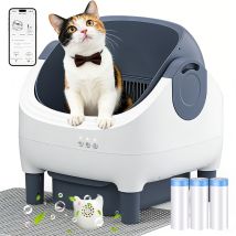 Litière Chat Autonettoyante 76l, Contrôle Par App, Bac À Litière Automatique Avec Dessus Ouvert, Litiere Automatique Pour Tous Les Types De Litière Et