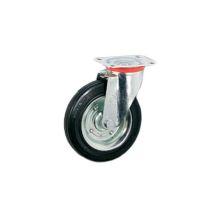 Ruota in gomma 140x110mm 200kg – Durezza gomma 80 Shore A – Nucleo lamiera zincata – Supporto rotante piastra NL