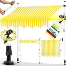 Tillvex Tenda Da Sole A Morsetto 350 Cm Gialla/bianca Con Led Solare E Manovella Per Balcone Tenda Da Sole Per Balcone Senza Forare Tenda Da Sole 