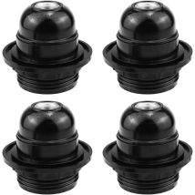 Hiasdfls - Readcly-4 Pieces E27 Socket Adapter Socket E27 Black E27 Socket Screw Socket Lamp E27 Bulb Holder Retro Edison E27 Socket Black E27 Socket 
