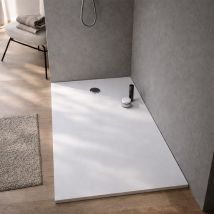 Piatto Doccia 160x90x3.3 Cm Ultrasottile In Polibeton Bianco Opaco Soft-touch - Rifilabile - Nelson
