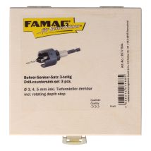 Famag - Bohrer Senker Satz Mit Drehbarem Tiefenanschlag 3tlg Holzkasten 3577.504