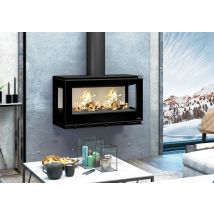 Estufa de leña CAIRO 90 3C BOX – Tres cristales – Potencia 18 kW – Rendimiento 81% – Ventilación forzada opcional – Diseño moderno
