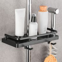 Estante De Ducha, Soporte Para Jabón De Ducha, Almacenamiento Para Ducha De Baño, Sin Perforaciones, Con Jabonera, Ganchos Y Toallero, Soporte De 