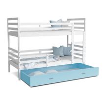 Lit Superpose Milan 90x190 Tiroir Blanc - Bleu