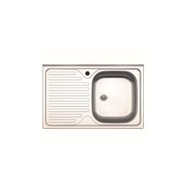 Azur Line - Küchenspüle Aus Edelstahl Cm 80x50 Rechtes Becken Mit Linker Tropfschale.