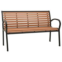 Banco De Jardín Mobiliario De Exterior Para Terraza Negro Y Marrón 116 Cm Acero Y Wpc 020011759
