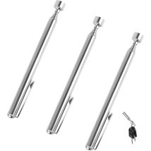 3-piece Telescopic Magnetic Pickup Tool, Flexible Magnetic Pickup Rod With Retractable Pocket Clip For Wrenches, Pliers, Screws, Nuts, Bolts