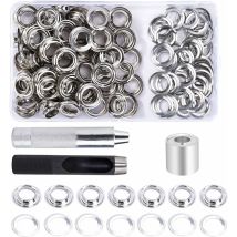 Heguyey - Grommet Kit Eyelets Tools 14mm 100 Sets Eyelets With 3pcs Grommet Eyelet Tools And Storage Box For Diy Craft Fabric Tarpaulin
