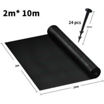 Naizy - Unkrautvlies 20m2 Anti Unkrautgewebe 100g/m2 Hdpp Mit 24 Nägel & Trennlinie Ukrautfolie Wasserdurchlässig Unkrautbekämpfung (2m10m, Schwarz)