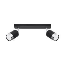 Greenice – NERO 2 Black/Chrome Ceiling Lamp – Adjustable Arms – GU10, 2x Max 10W LED – IP20 – Steel