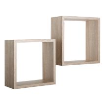 Mensola Cubo 2 Pz Scaffale Parete Rovere Sagerau Salotto Camera Soggiorno Moderno Q-bis