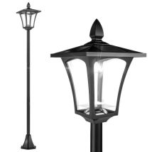 Outdoor Garden Solar Post Lamp Sensor Dimmable Led Lantern Bollard Pathway 1.6m Tall, Black