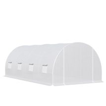 Easycomfort Serra Da Giardino A Tunnel Per Piante, Struttura In Metallo E Copertura In Pe, 6x3x2m, Bianco