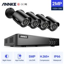 Annke - 1080p Hd Ip66 Waterproof Tvi Bullet Security Camera 3k H.265+ 5 In 1 Video Surveillance Security System 4camera