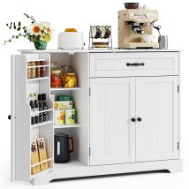 Mueble De Cocina Bealife Aparador Blanco Con 3 Puertas 1 Cajón Y 4 Estantes Ideal Para Cocinas Y Comedores 105 X 40 X 85cm