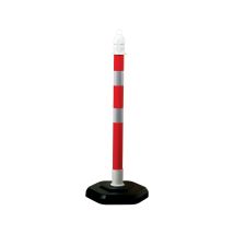 Kettenpfosten rot-weiß 1000 mm Ø 63 mm PP-Polycarbonat Reflexionsklasse RA 2 für Baustellen und Sicherheitsmaßnahmen