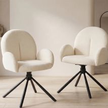 Deux Ensembles De Chaises À Dessus Rond Avec Accoudoirs, Coussins Souples Aspect Velours, Pieds En Métal Stables, Idéales Pour Salon, Salle À Manger 
