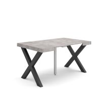 Mesa Consola Extensible, Mesa Comedor Plegable, 140, Para 6 Comensales, Patas Madera Maciza, Estilo Moderno, Gris Cemento - Skraut Home