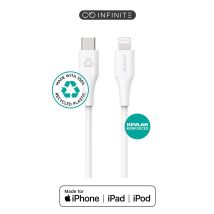 Cavo Estuff Infinite Da Usb-c A Lightning Mfi, 1 M, Bianco. Plastica Riciclata. Ultra Morbido, Es602170-bulk