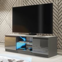 Creative Furniture - Aura Tv Unit - Dark Grey With Gloss Doors & Led - 120cm