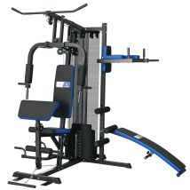 Station De Musculation - Sportnow - Charge 65 Kg - Banc Abdos Et Dips - Acier - Réglable - Noir