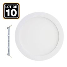 10 Spot Encastrable Led 12w Rond Extra-plat Blanc Neutre 4500k